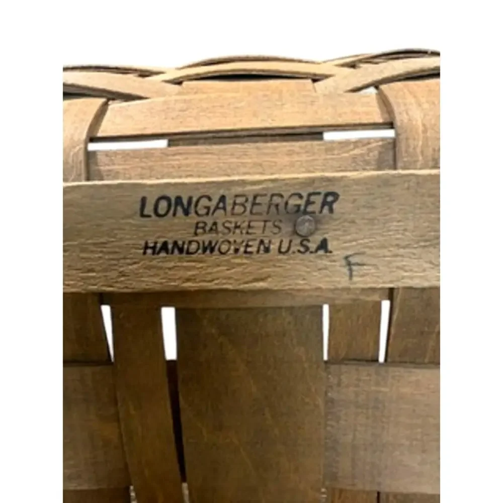 Vintage 1984 Longaberger Large Market Basket w Protector Liner Signed USA 12x12